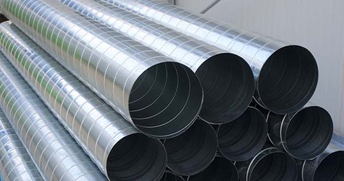 Image: long metal tubing used for ductwork.